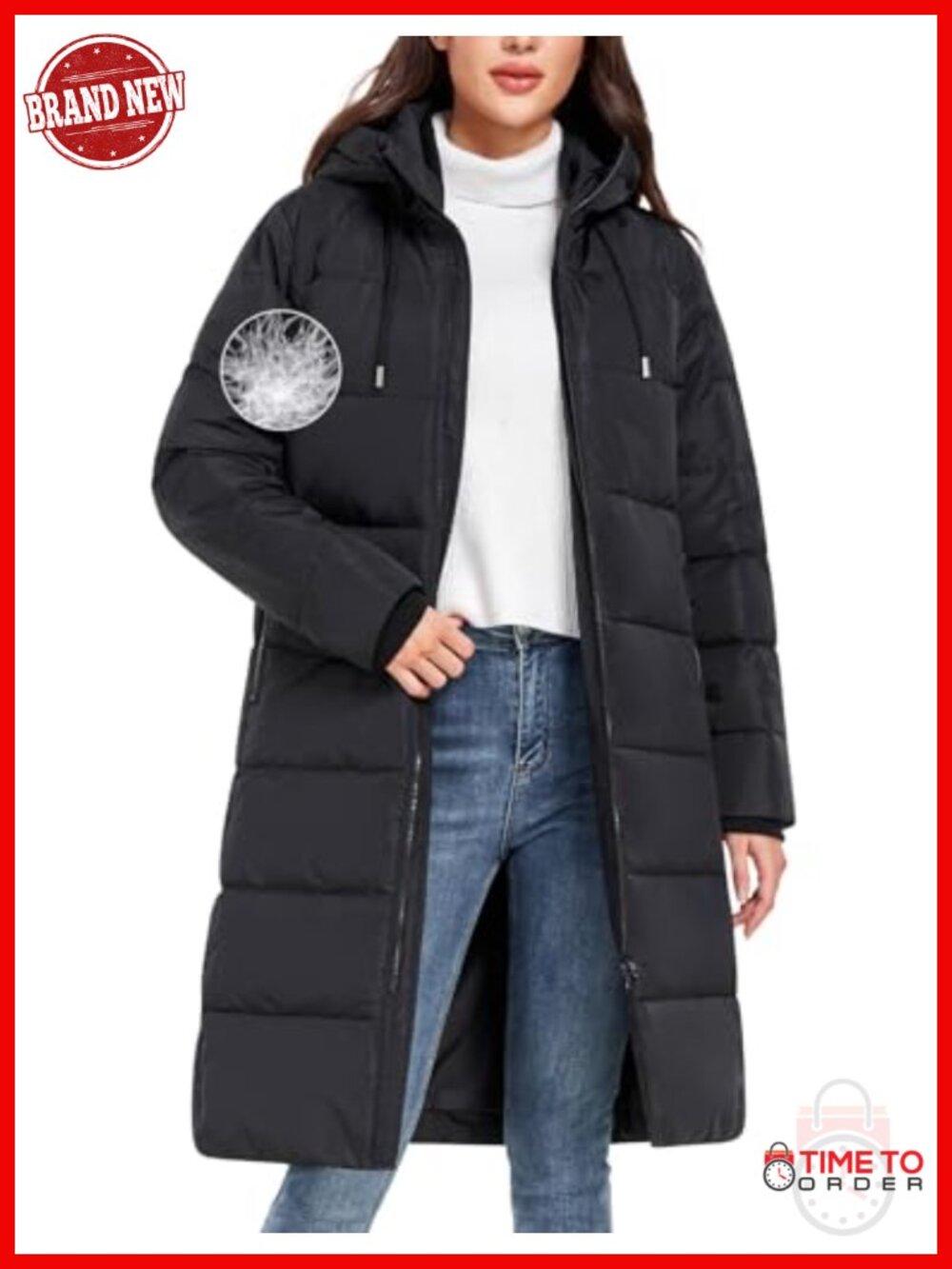 Women's Puffer Coat Long Down Winter Jacket with Duck Down & Feathers